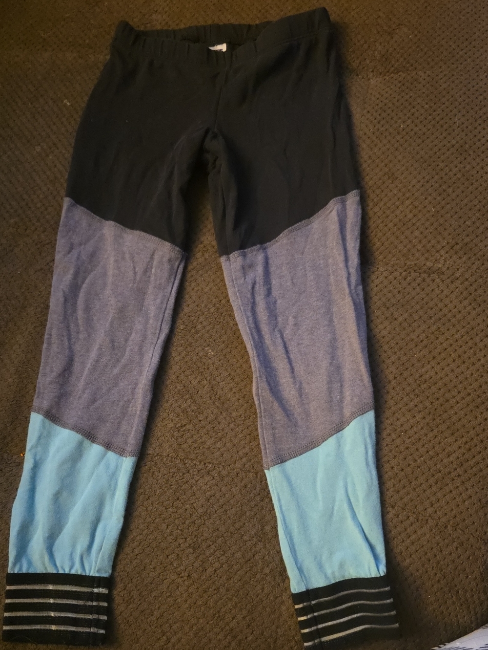 Soffe Girls' Triple-Colorblock Leggings - Black, Navy, Light Blue